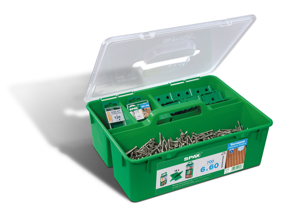 SPAX Green Box Terrasse A4 Zylinderkopf, T-Star T25, Fixiergewinde 6x60mm (700)