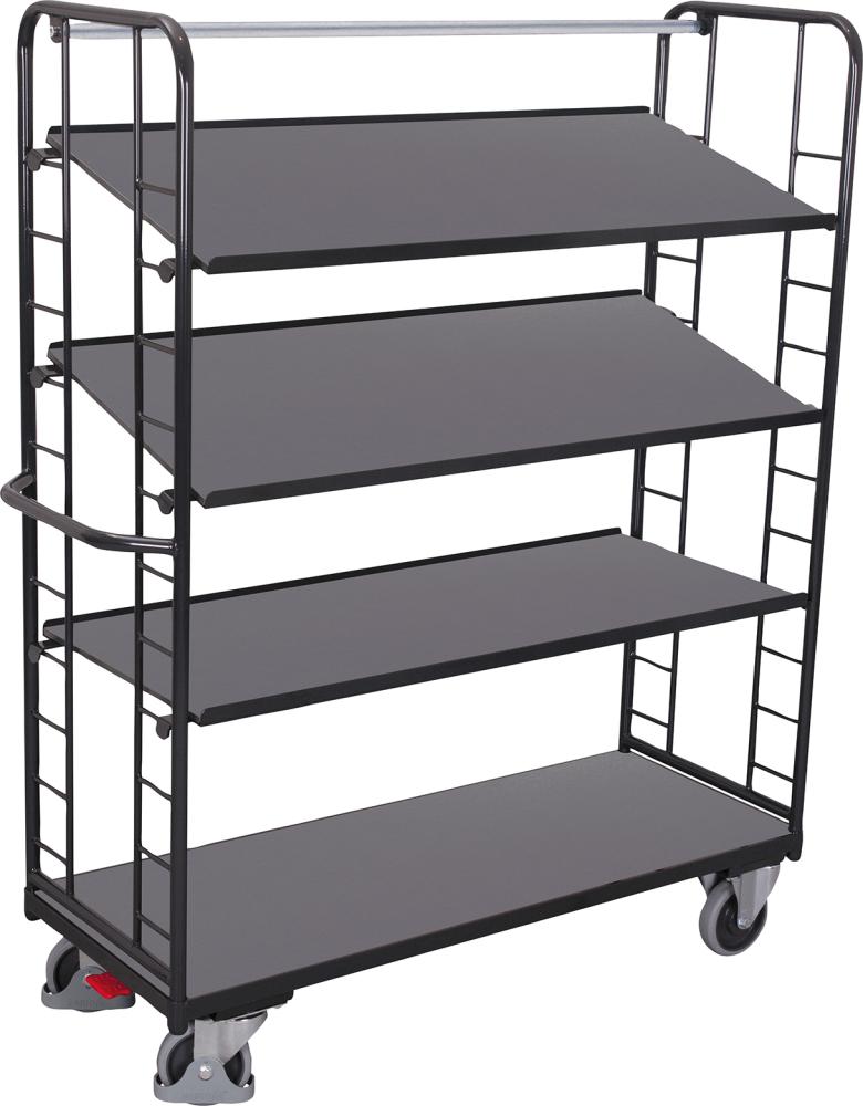 VARIOfit Etagenwagen mit 4 Holzböden RAL 7016 sw-640.202/AG