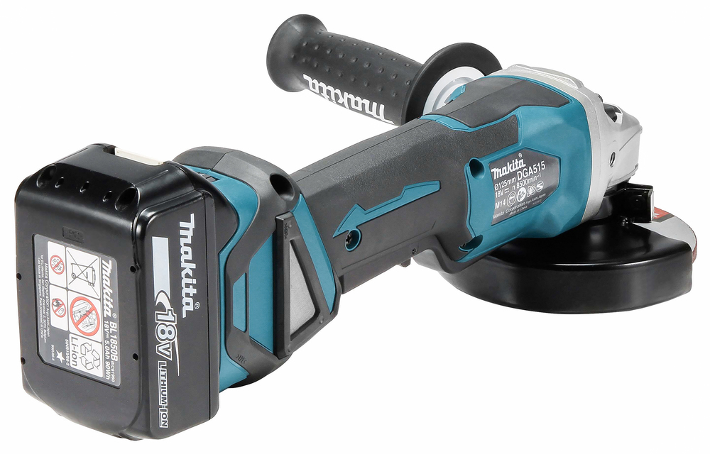Makita DGA515RTJ Akku-Winkelschleifer 18V 125mm mit Paddelschalter, ADT, AFT