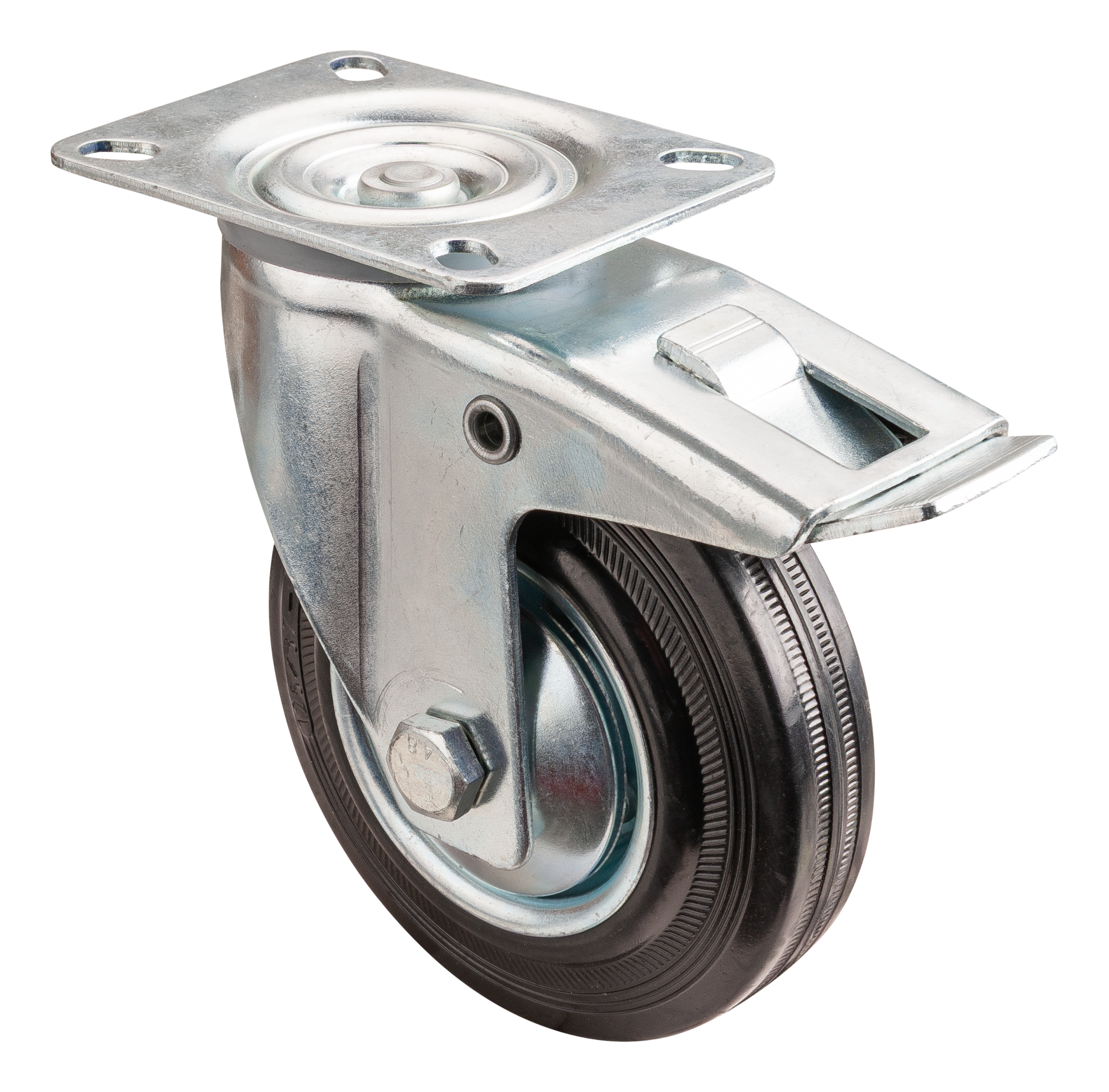 BS Rollen L420.B55.126 Lenkrolle mit Feststeller 125mm Gummirad Stahlfelge