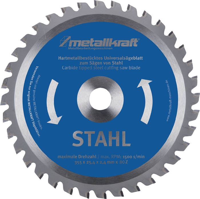 Stürmer METALLKRAFT Metallkreissägeblatt Stahl 355x2,4x25,4mm Z.80 HM