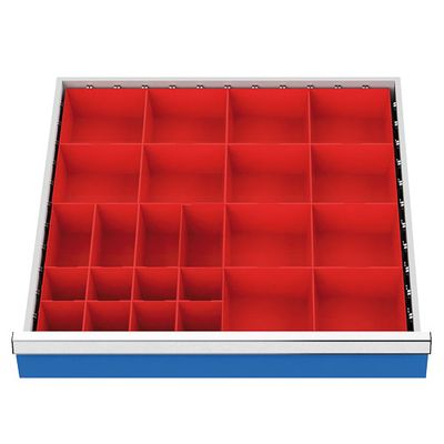 b+h Bedrunka+Hirth Schubladeneinteilung R 24-24 mit Kleinteilekästen 600x600mm Rot