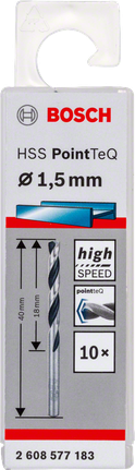 Bosch HSS PointTeQ 1.5mm high speed drill bit., HSS-Bohrer, 1,5 mm, Metallbohrer, Spiralbohrer, Bosch