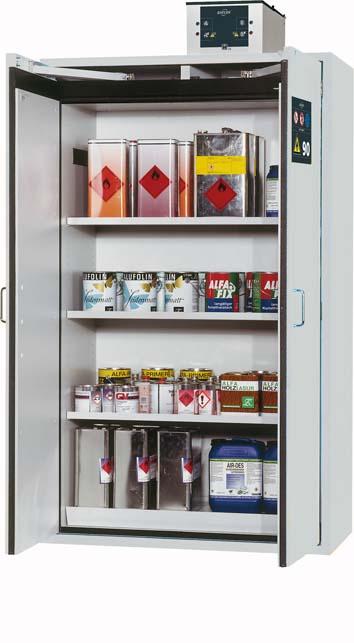 asecos Gefahrstoffschr. S-Clas90B1200mm,3FB,LB+BAW,R7035