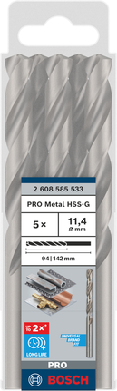 Bosch PRO HSS-G Metallbohrer-Set 11,4 mm.