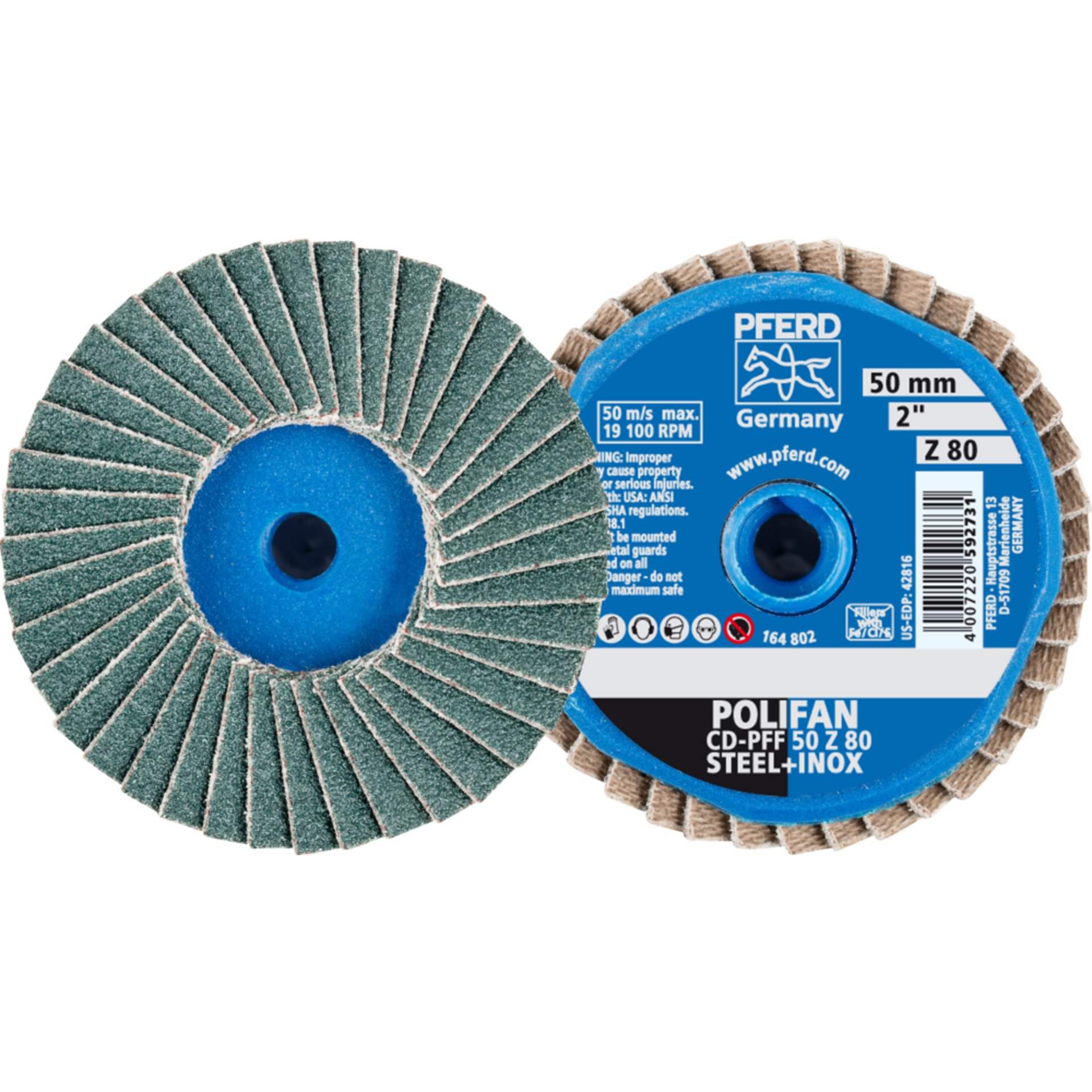 Pferd COMBIDISC Zirkon Mini-POLIFAN CD Ø 50mm Z80 für gehärteten Stahl