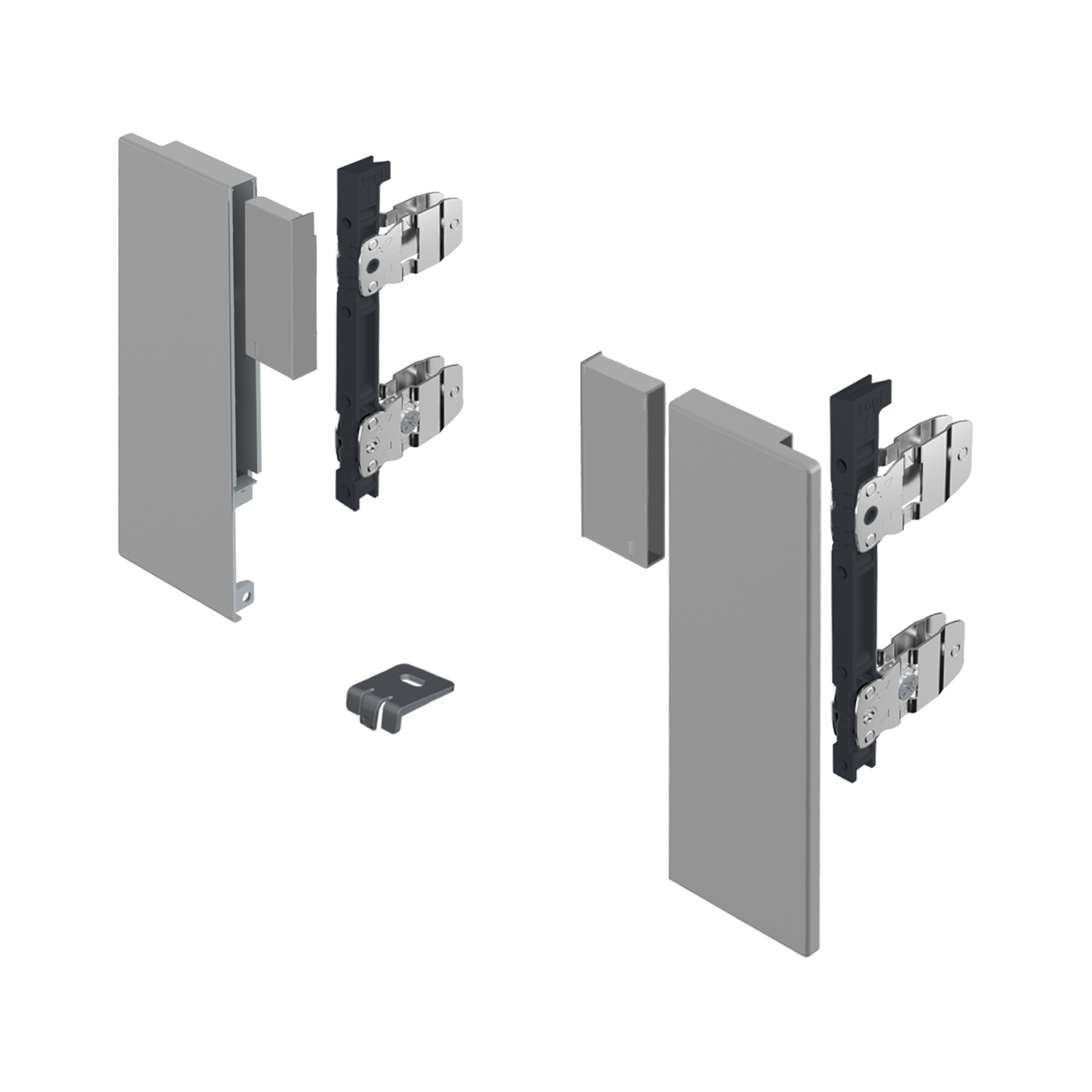 HETTICH AvanTech YOU Set Verbinder für gestaltbare Innenfront, Systemhöhe 187, silber, Für Zarge mit Illumination