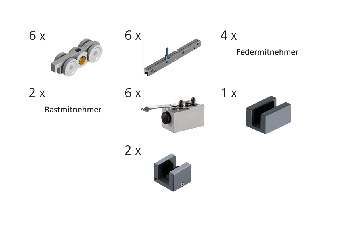 Woelm HELM 140 Teleskop-Set Glas dreiflügelig 140 kg EV1 eloxiert
