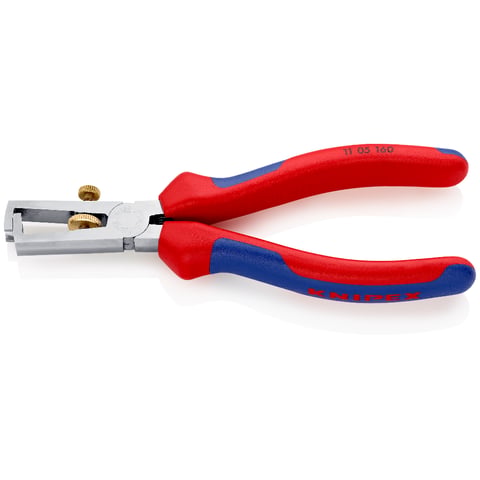 Knipex Abisolierzange 11 05 160 Mit Öffnungsfeder, universal verchromt mit Mehrkomponenten-Hüllen 160 mm