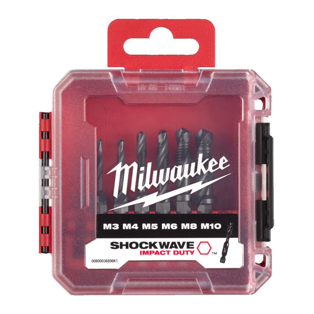 Milwaukee Kombi-Gewindebohrer Set SHOCKWAVE HSS-G 1/4" Hex 6-teilig
