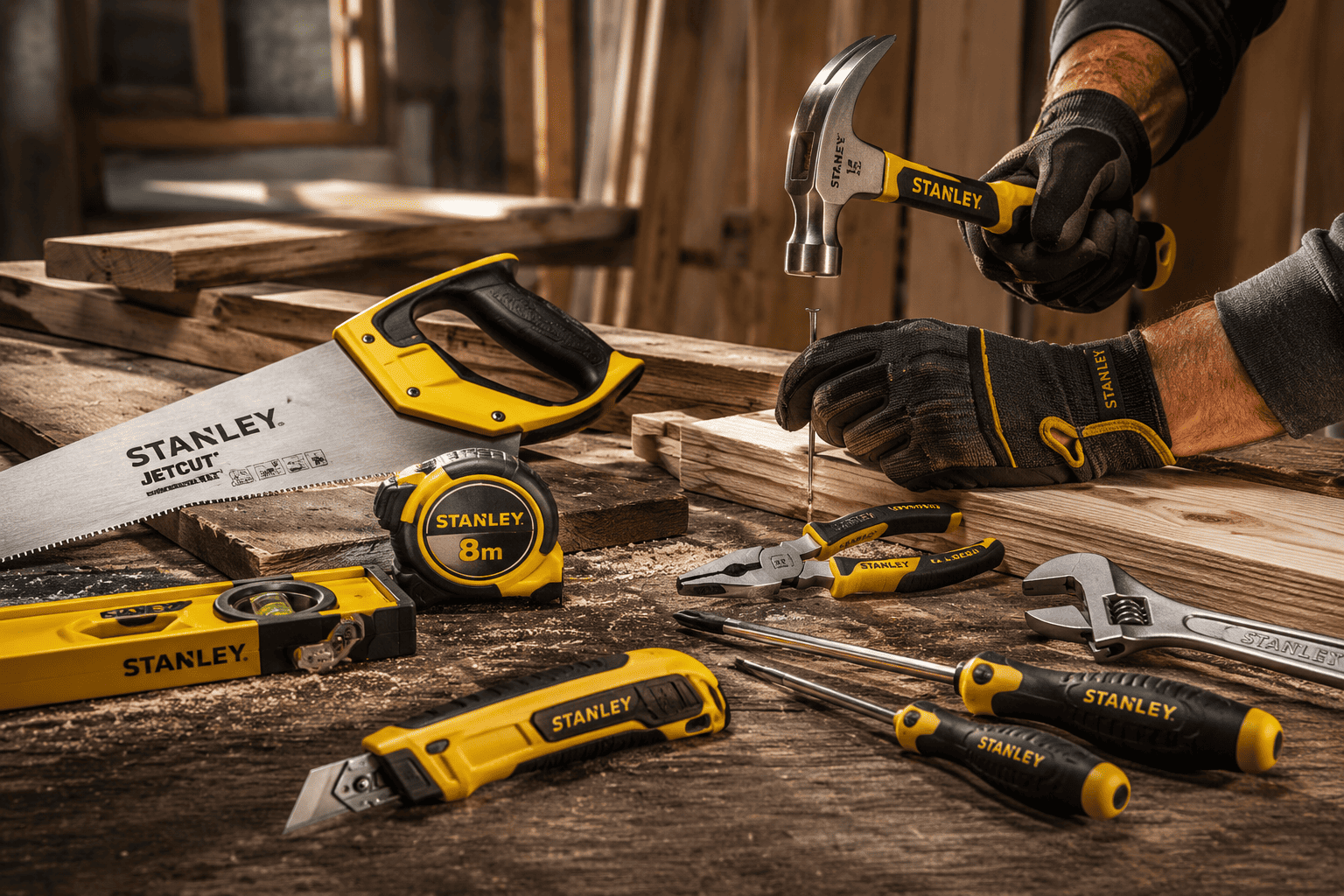 Holzarbeit, Hammer, Säge, Zoll/Messwerkzeug, Zange