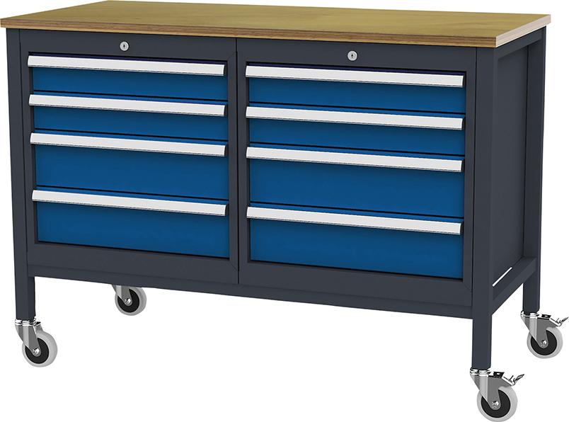 FORUM Mobile Kastenwerkbank, Breite 1300 mm, 8 Schubladen