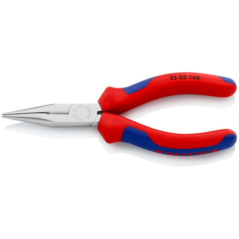 Knipex Flachrundzange mit Schneide (Radiozange) verchromt mit Mehrkomponenten-Hüllen 140 mm