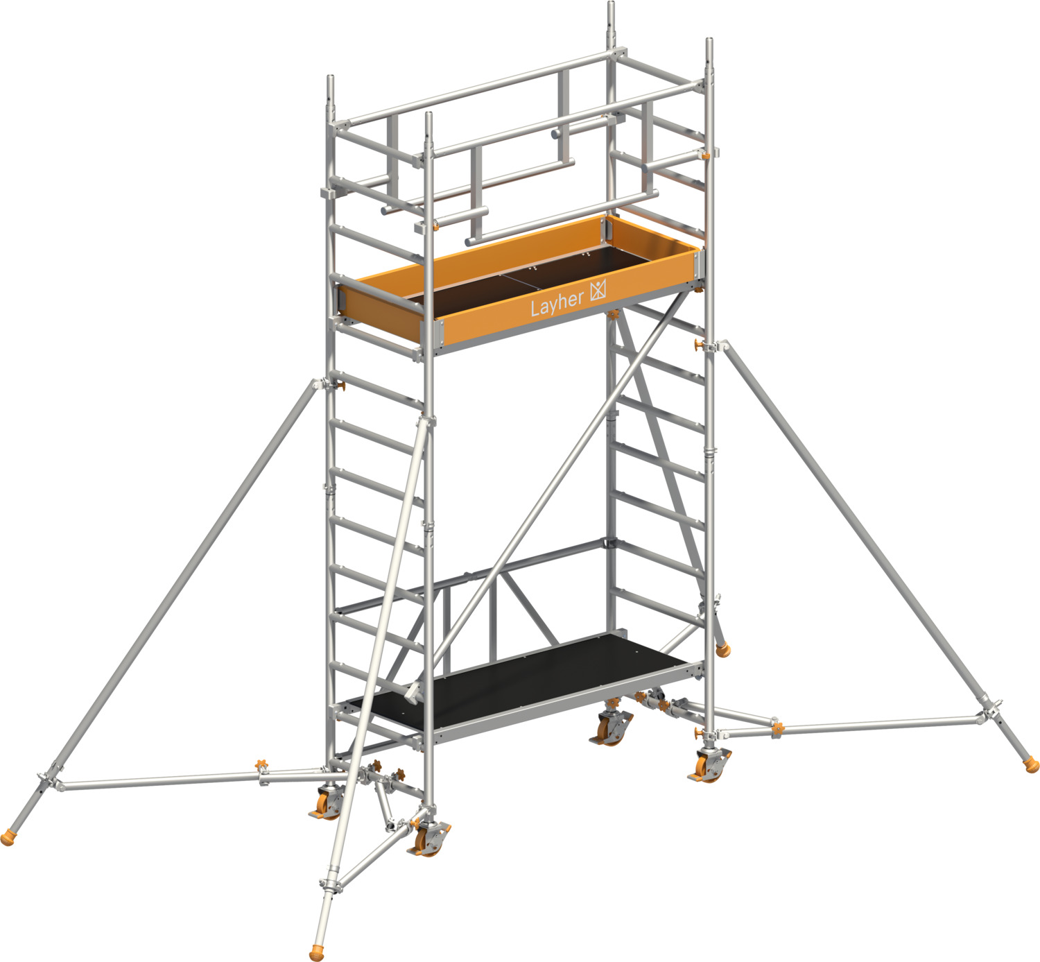 Layher Zifa P2 mit SAFETY PLUS mit Doppelgeländer und Gerüststützen Product picture