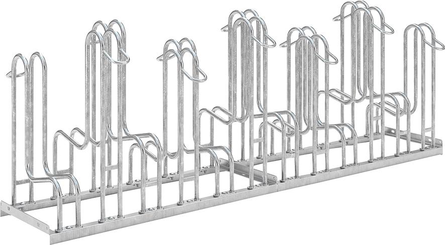 WSM Fahrrad-Standparker zweiseitig, verzinkt L 2100 mm, 12 Plätze