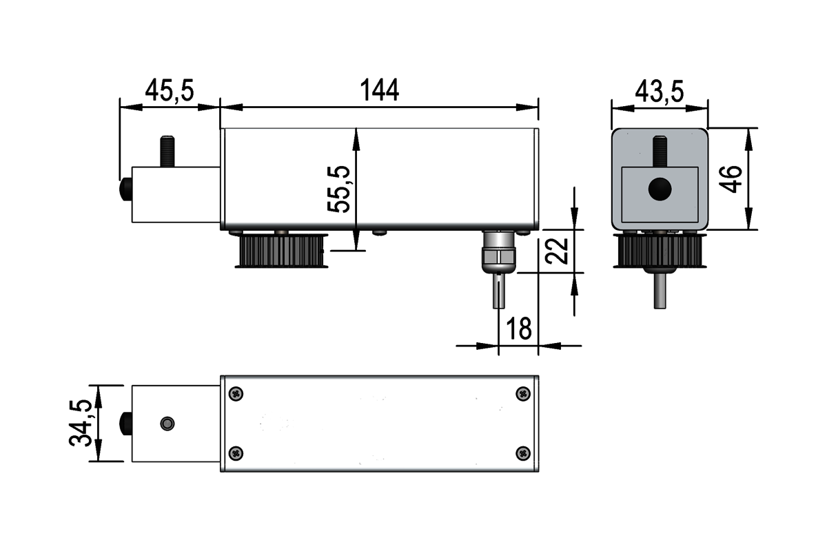 Woelm HELM 150 Zahnriemenantrieb bis 120 kg Flügelgewicht, 24 V DC