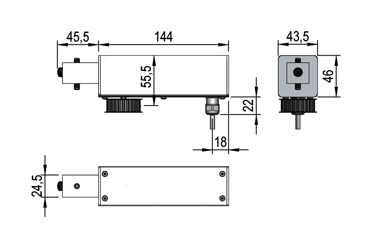 Woelm HELM 80 Zahnriemenantrieb bis 60 kg Flügelgewicht 24 V DC