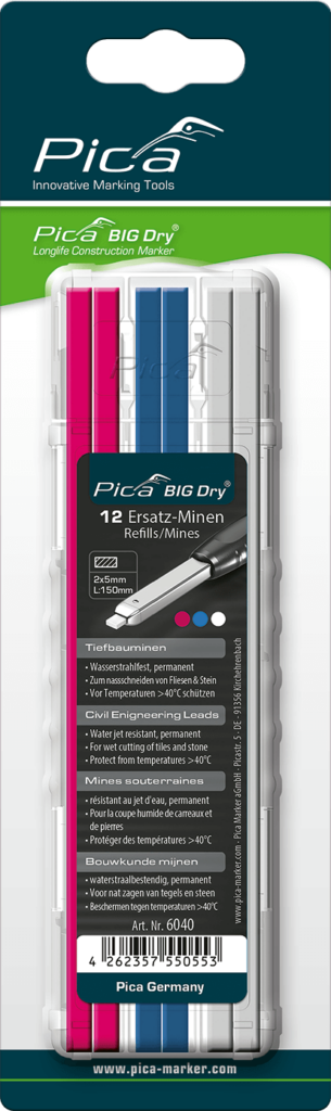Pica BIG DRY Ersatzminen-Set Tiefbau 6040 farbsortiert 12 Stück