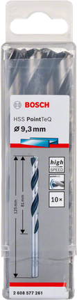 Bosch HSS PointTeQ 9.3mm twist drill bit pack., HSS-Bohrer, Metallbohrer, 9,3 mm, Bosch, Kunststoffverpackung