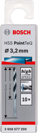Bosch HSS PointTeQ 3.2mm twist drill bit for high speed drilling., Metallbohrer, HSS-Stahl, Spiralbohrer, 3,2 mm, Bosch