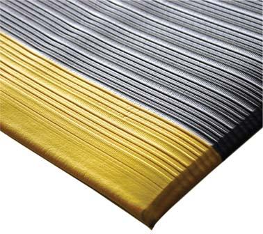 COBA Arbeitsplatzbodenbelag Orthomat® Ribbed mit Sicherheitsmarkierung, grau-gelb
