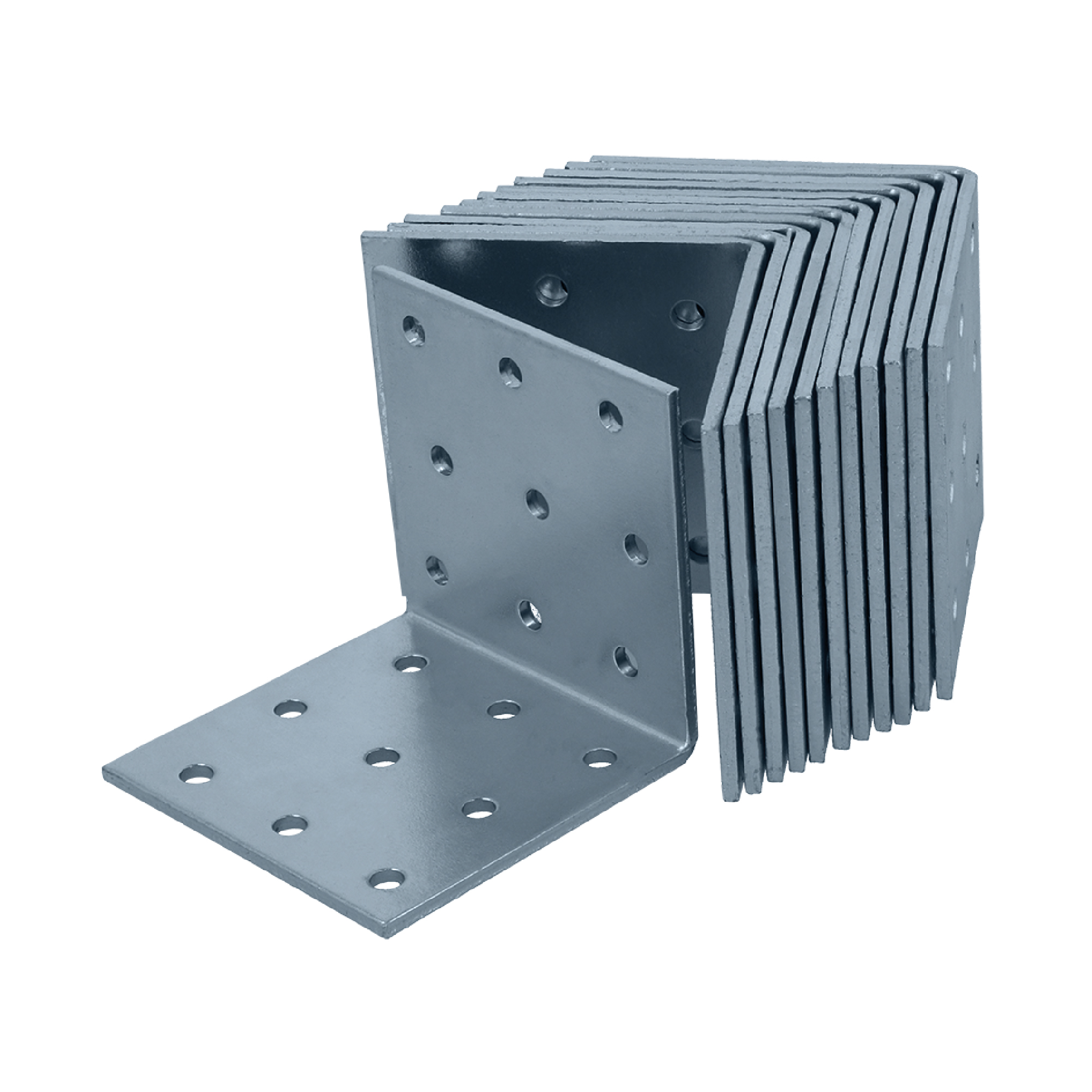 HELPMATE – 12 Stück Lochplattenwinkel 60x60x60 mm – Winkelverbinder galvanisch verzinkt & blau passiviert – Holzverbinder mit hervorragendem Korrosionsschutz – Lochwinkel