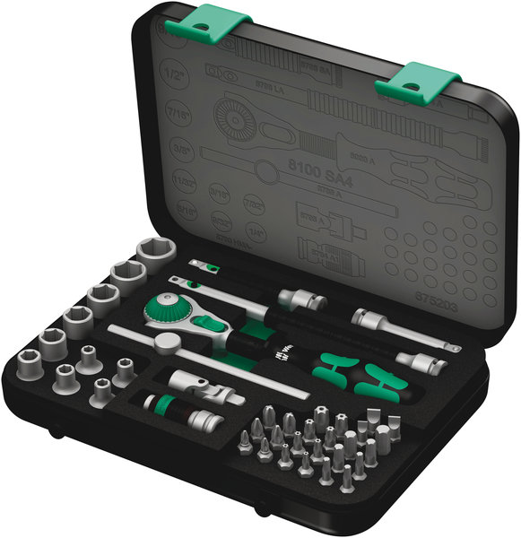 8100 SA 4 Zyklop Speed Ratchet Set, 1/4&quot; drive, imperial, 41 pieces