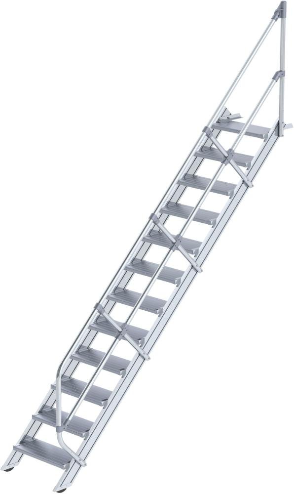 MUNK Alu-Treppe 45 Grad 12 Stufen B 600 mm lichte Höhe 2500 mm Ausladung 2761 mm