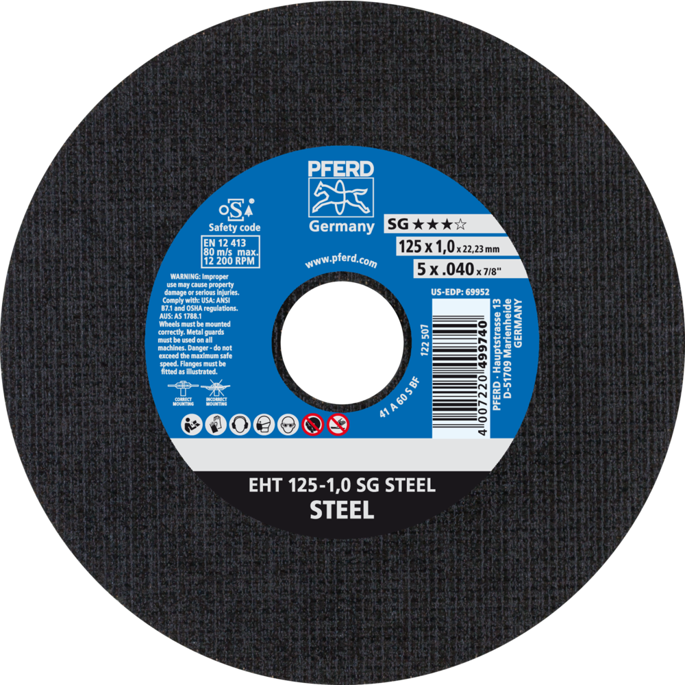 Pferd Trennscheibe EHT 125x1,0x22,23 mm gerade Leistungslinie SG STEEL für Stahl
