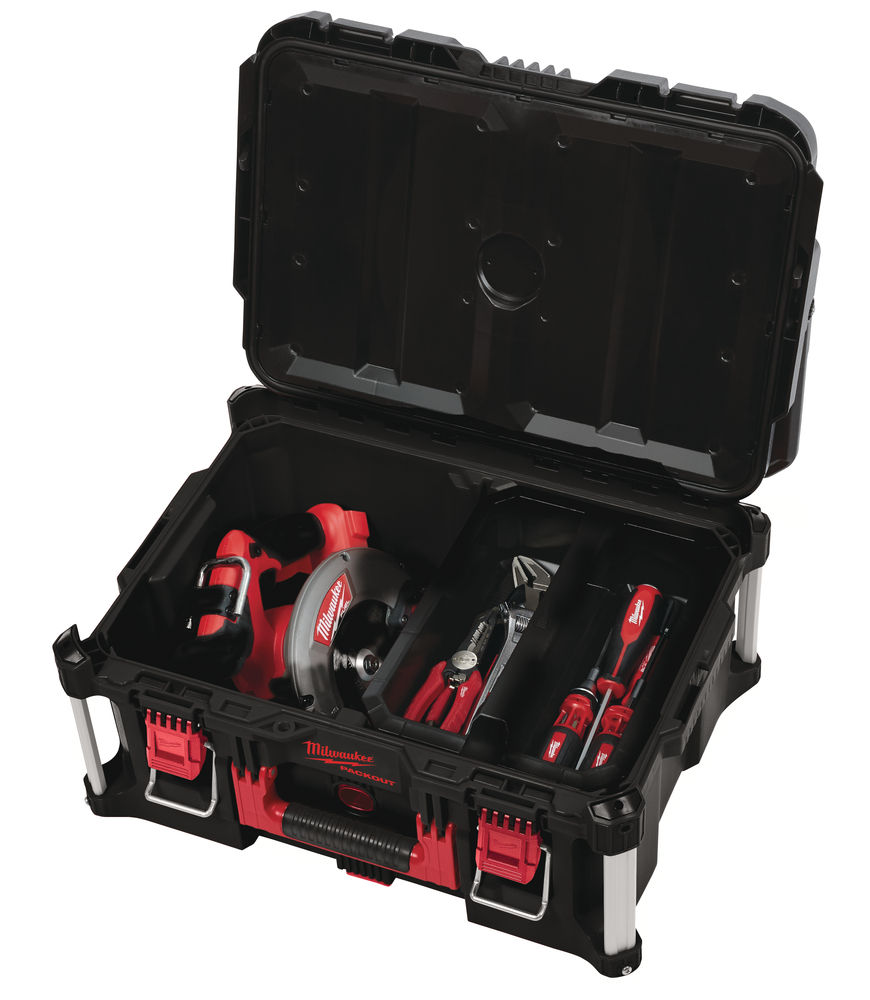 Milwaukee PACKOUT Werkzeugkasten Groß 560x410x280mm 45kg Tragfähigkeit IP65