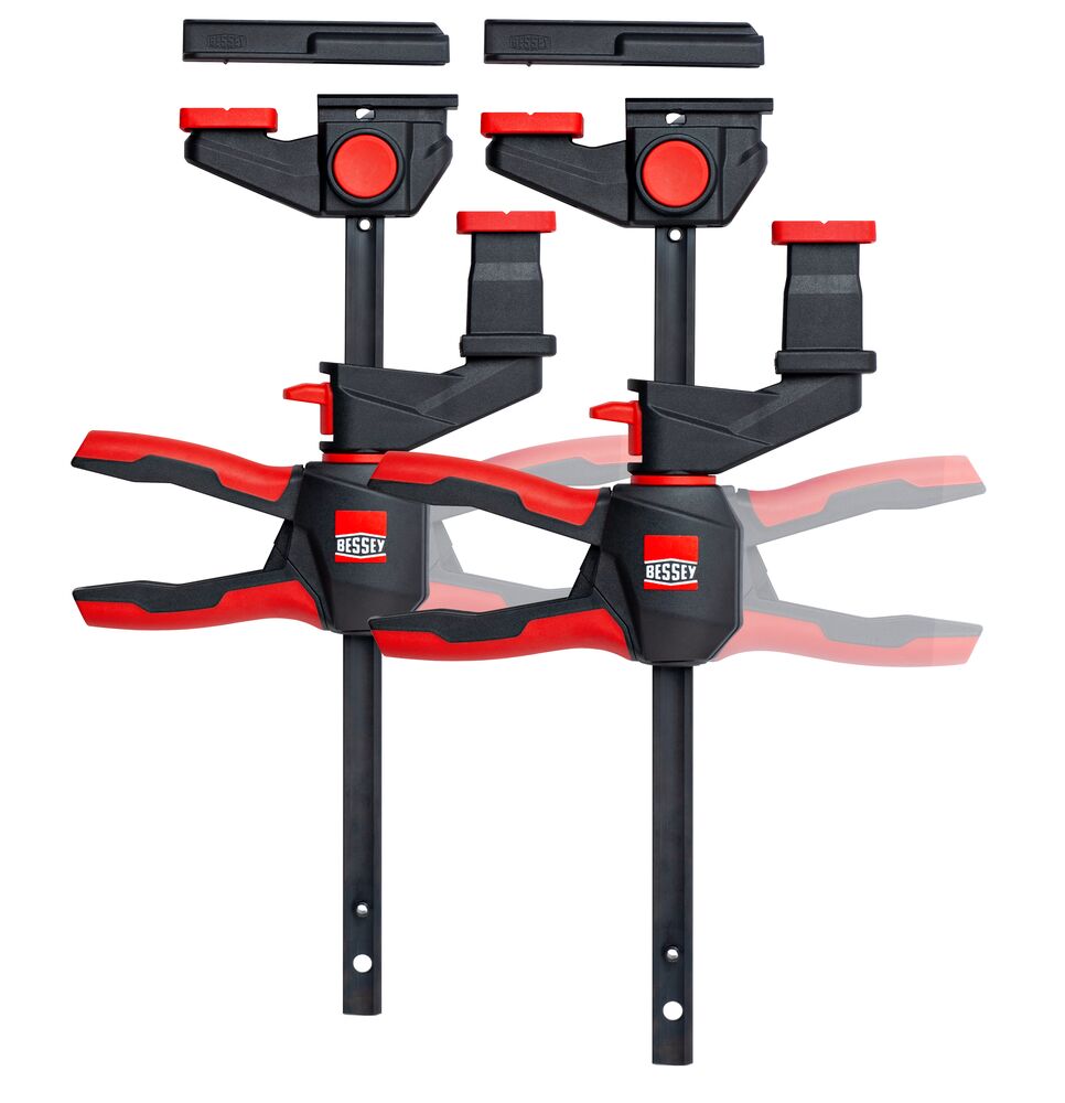 Bessey Einhand-Tischzwinge EZR360-15SET mit drehbarem Griff für Führungsschienen