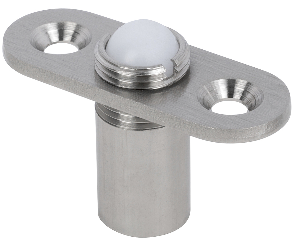 Rollschnäpper, 6702, m.verst.Rolle, abg., gerade, B15mm, L40mm, Stahl vernickelt