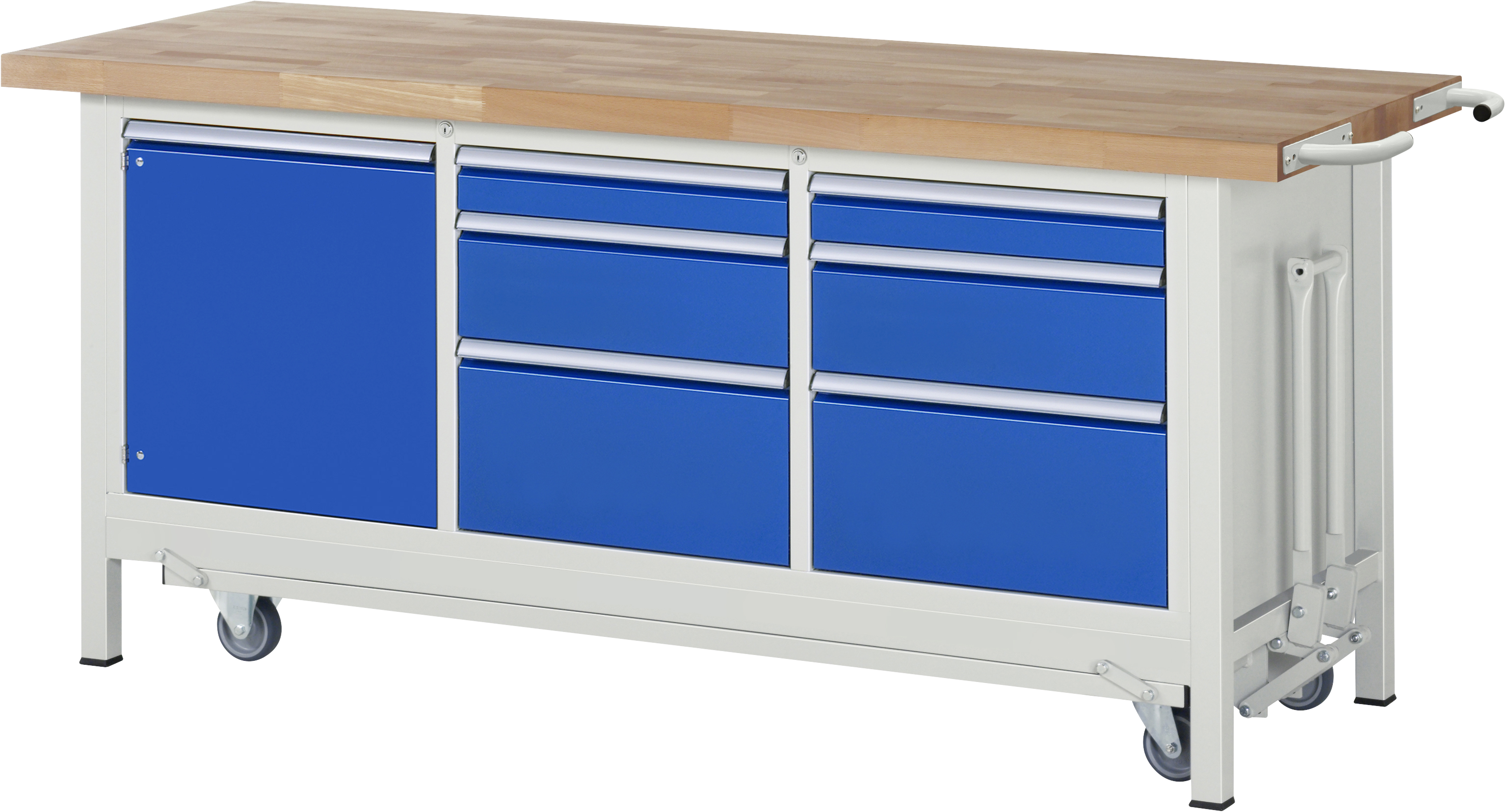 Rau Absenkbare Werkbank Serie 8000 Modell 8570 2000x700x880mm 6 Schubladen 1 Tür