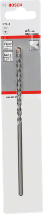 Bosch CYL-3 concrete drill bit 5mm for fast drilling., Bosch Bohrer, Spiralbohrer, Metallbohrer, Silberfarben, Langer Schaft