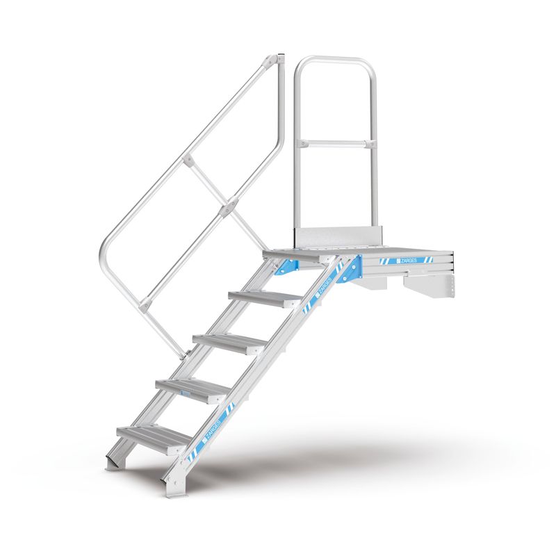 Artikelhauptbild ZARGES LM-Treppe mit Plattform 45° 5 Stufen, 600 mm breit, Höhe 1,07 m 40155424