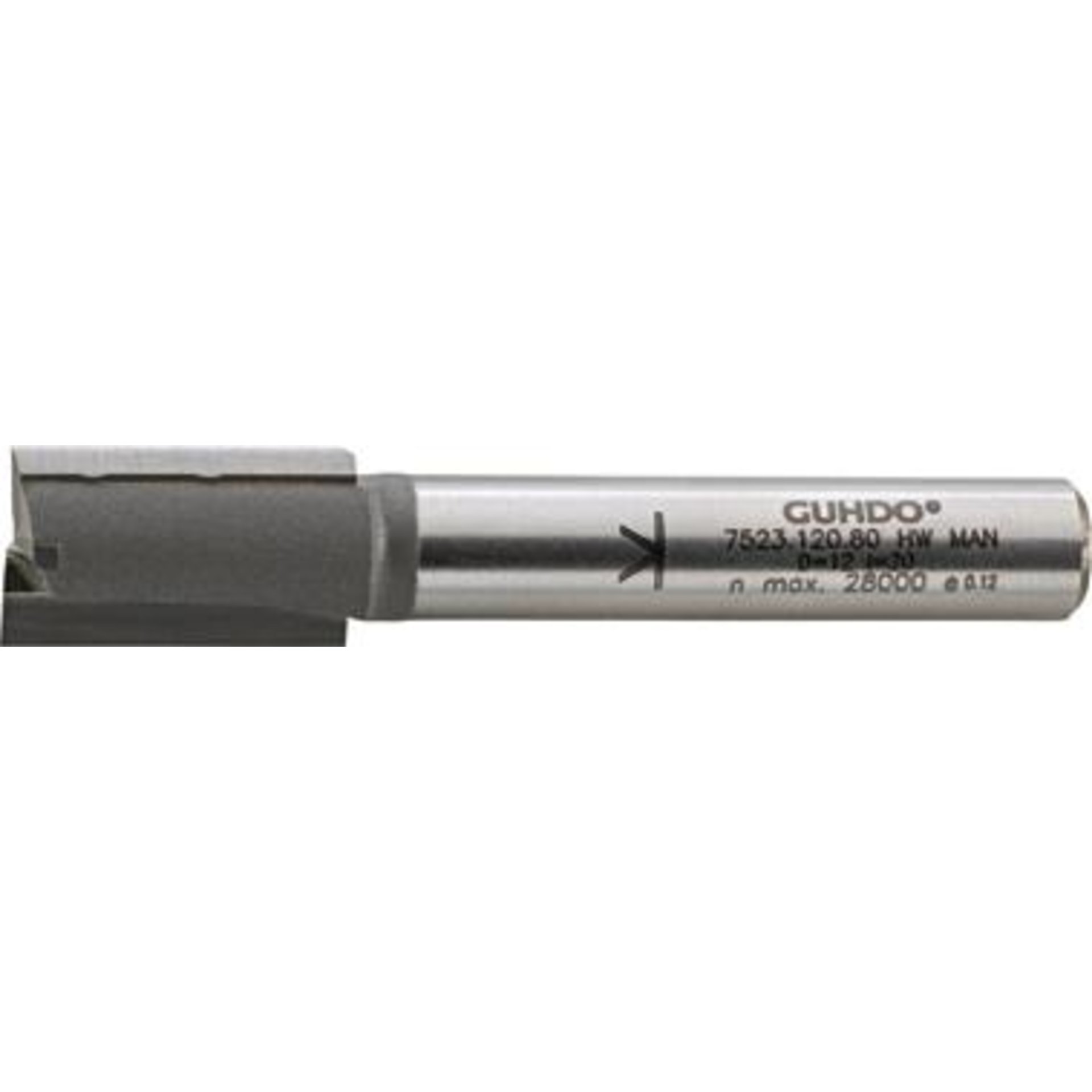 Guhdo HW-Nutfräser D12 l=30 L90 S8 Z2 mit Bohrschneide