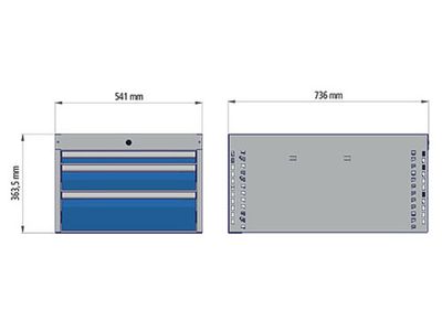 b+h Bedrunka+Hirth Hängeschubladenblock Tiefe 736 R 18-24 3 Schubladen 50/100/150mm
