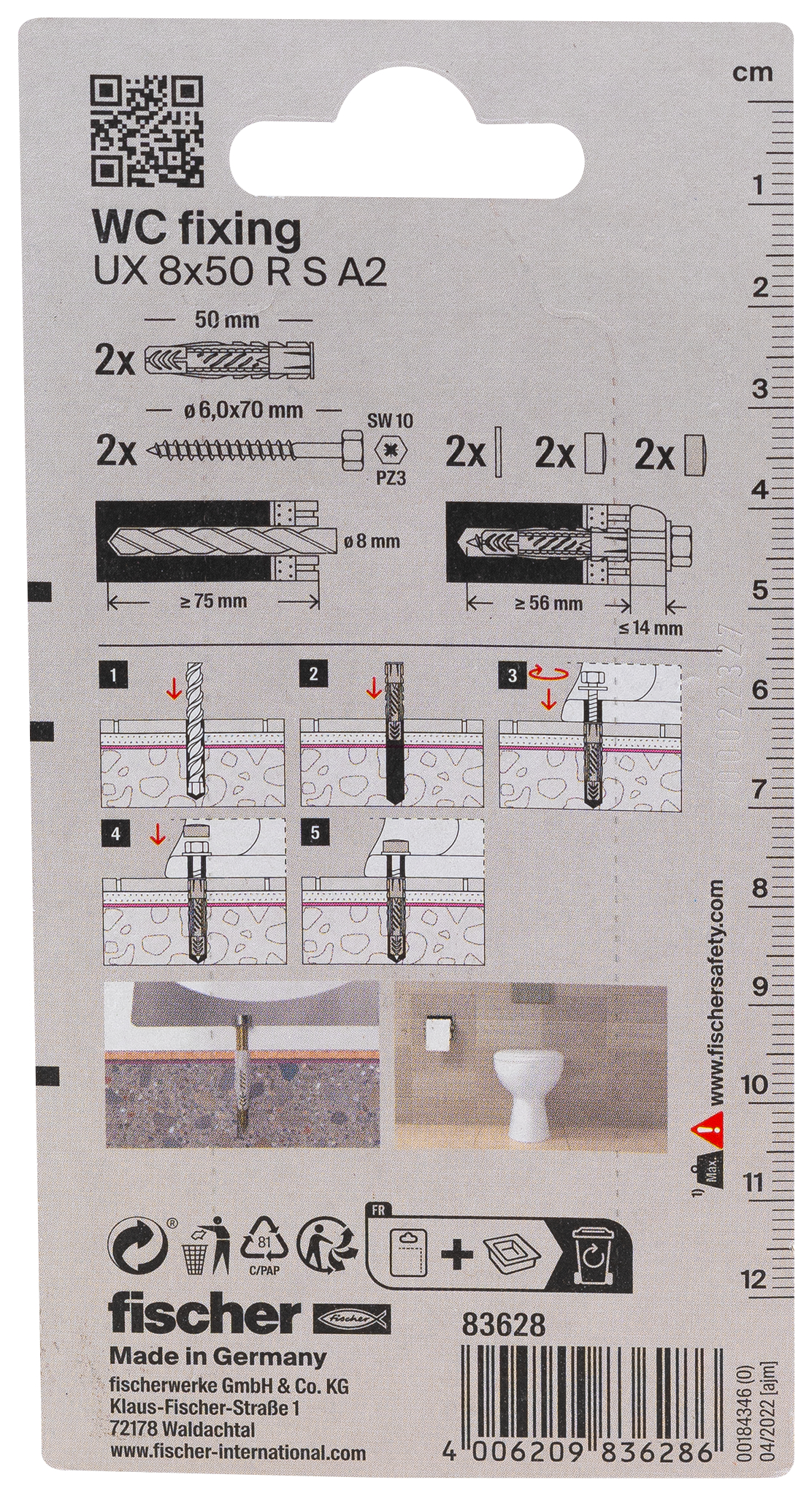 Produktbild, Text, QR-Code