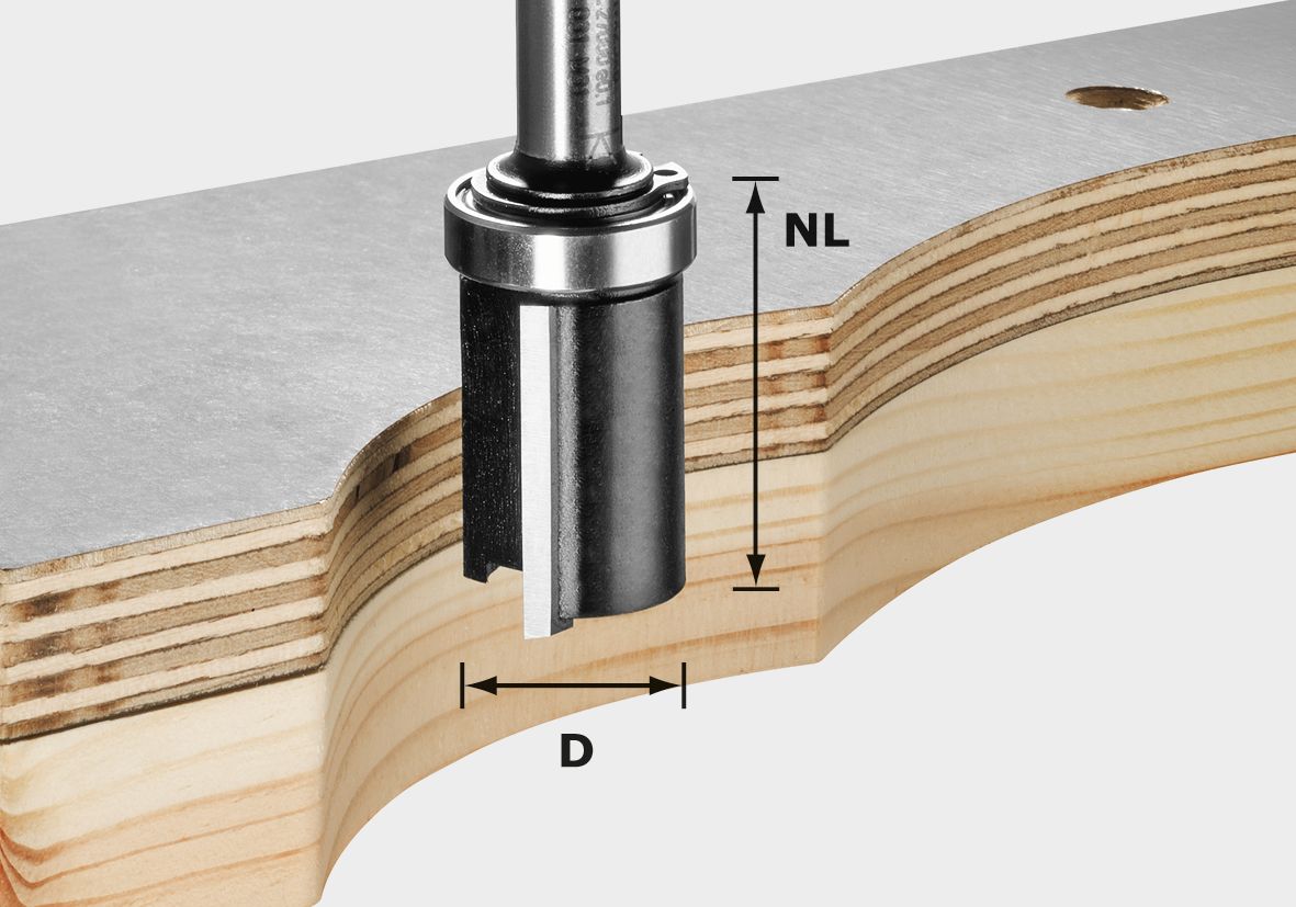 Bündigfräser HW S8 D19/NL25, Holz, Sperrholz