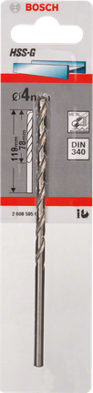Bosch HSS-G Metallbohrer 4mm DIN 340., Spiralbohrer, HSS-G, 4 mm, DIN 340, Metallbohrer