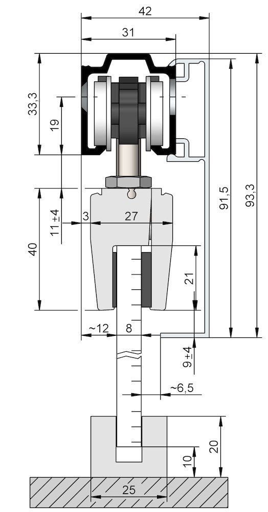 HELM Abdeckkappe 53/73, für einseitige Verblendung, Aluminium