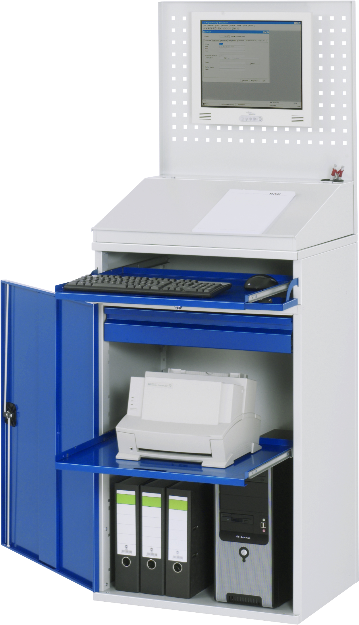 Rau Computerschrank Modell 61 stationär 650x520x1770mm RAL 7035/5010