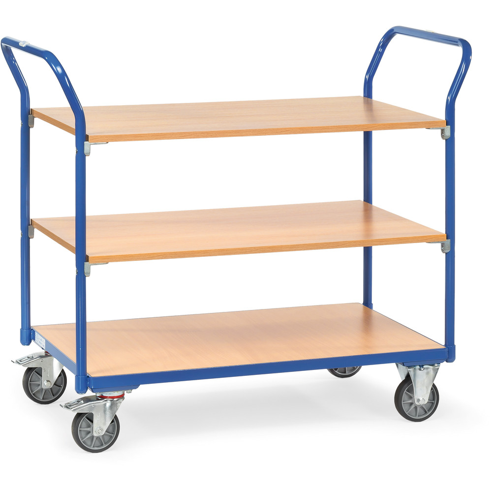 Fetra Tischwagen 1802 mit 3 Böden 1000x600mm 300kg TPE-Bereifung