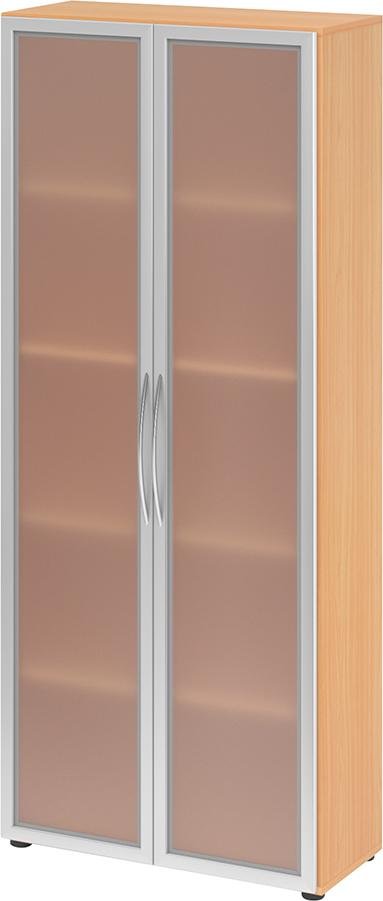 Hammerbacher Glastürenschrank , 5 OH K: Buche/F:Rahm. Silb./MG80x34,9x188 cm (BxTxH) 4200 BM