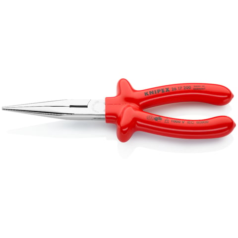 Knipex 26 17 200 Flachrundzange mit Schneide (Storchschnabelzange) tauchisoliert VDE 200mm