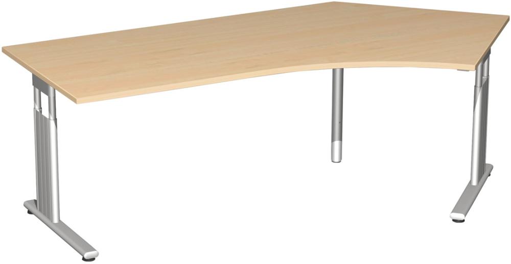 Geramöbel Schreibtisch Flex, C-Fuß, HxBxT: 680–820x2166x800/1130 mm (rechts), 135°
