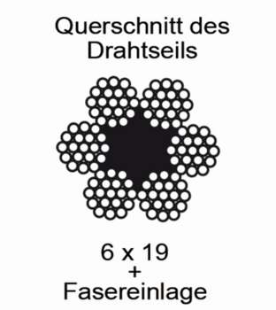 Vormann Stahldrahtseil 008505060Z 6mm 6x19+Faser verzinkt 55m