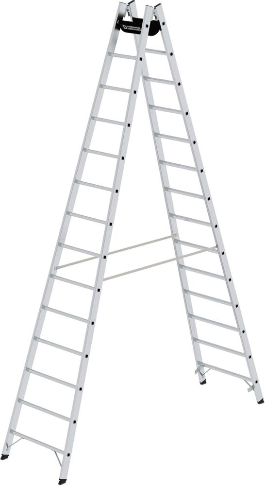 MUNK Alu-Stehleiter 2x14 Sprossen Leiterlänge 4,07 m Arbeitshöhe bis 5,40 m