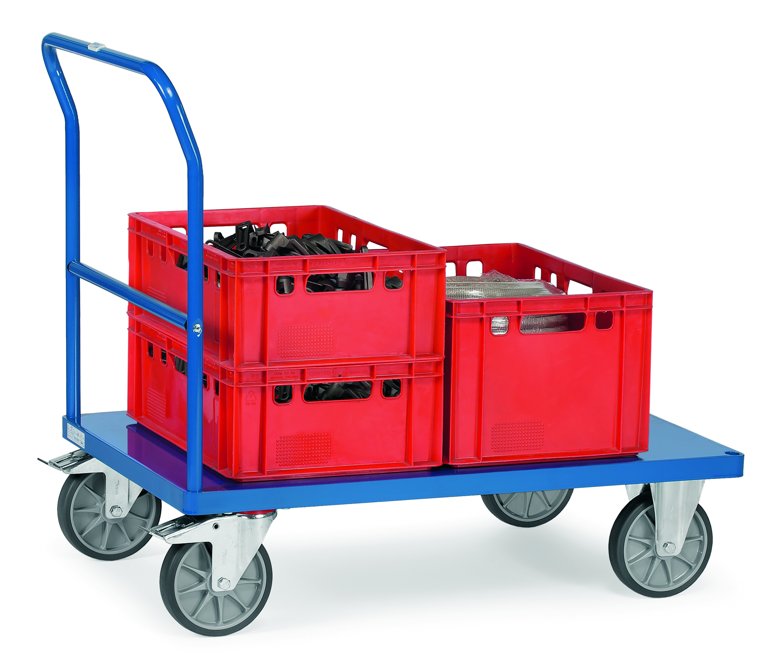 Schiebebügelwagen mit Stahlblech-Plattform