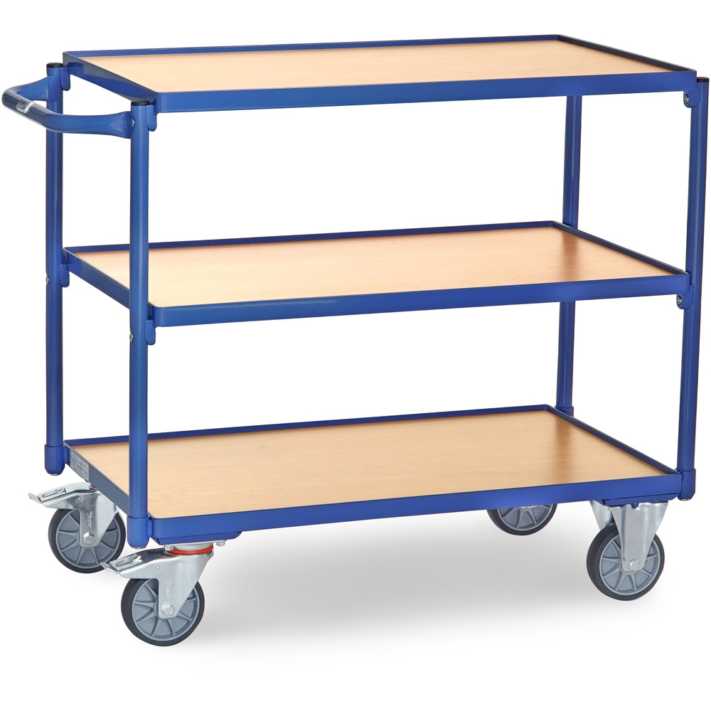 Fetra Tischwagen 2950 mit 3 Böden, Griff waagerecht, 850x500mm, 300kg Tragkraft